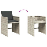 9részes világosszürke polyrattan kerti étkezőgarnitúra párnával 7