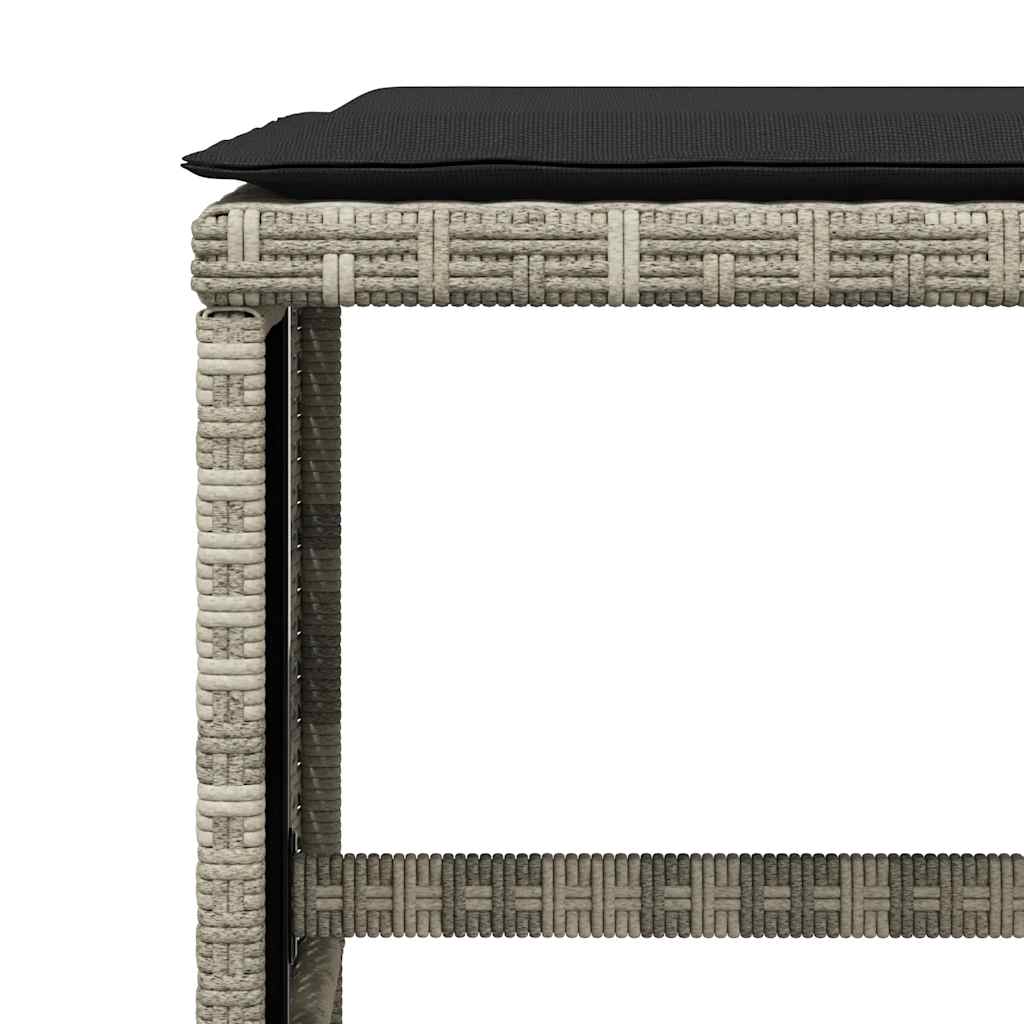 9részes világosszürke polyrattan kerti étkezőgarnitúra párnával 10