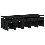 15 részes fekete polyrattan kerti étkezőgarnitúra párnákkal 3