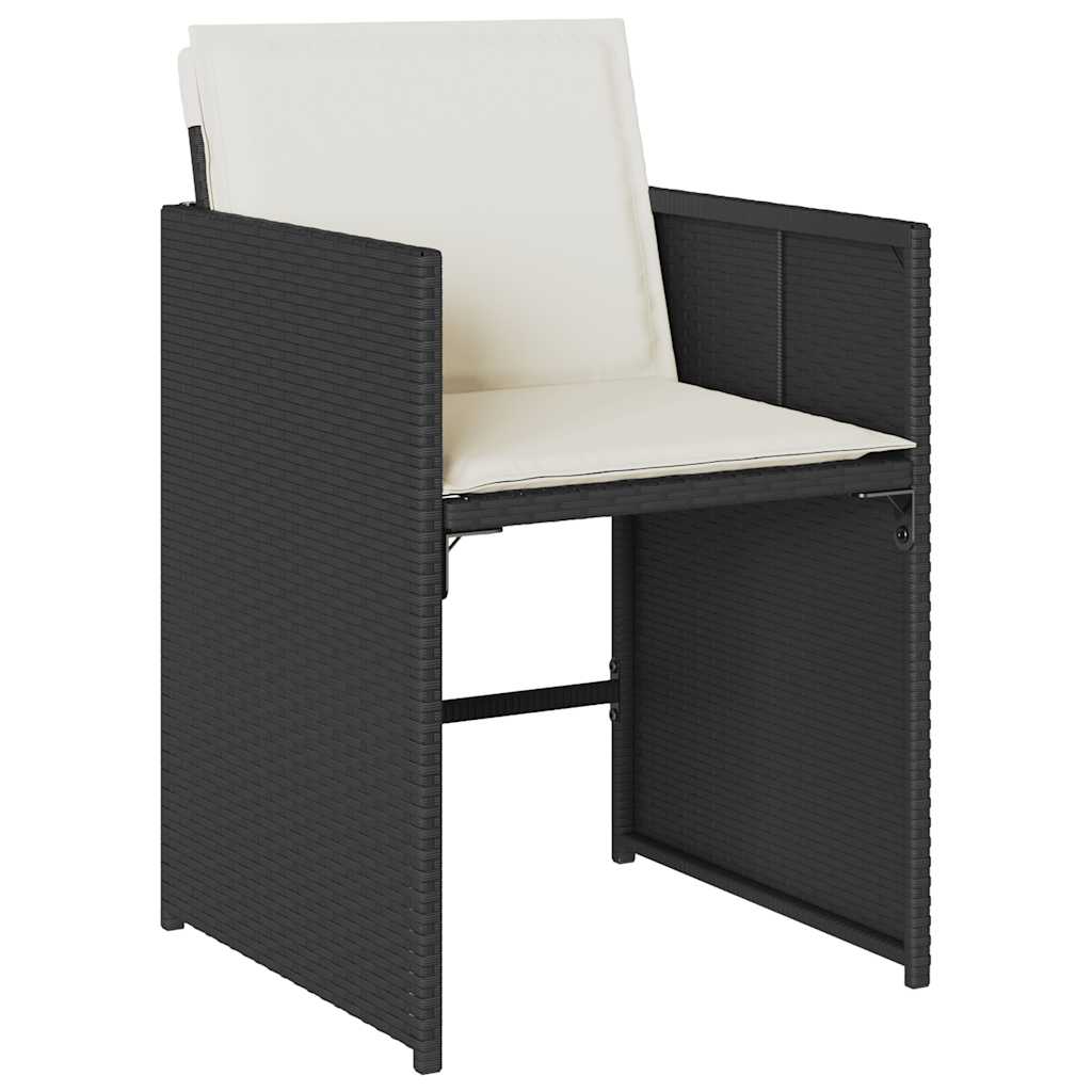 15 részes fekete polyrattan kerti étkezőgarnitúra párnákkal 4