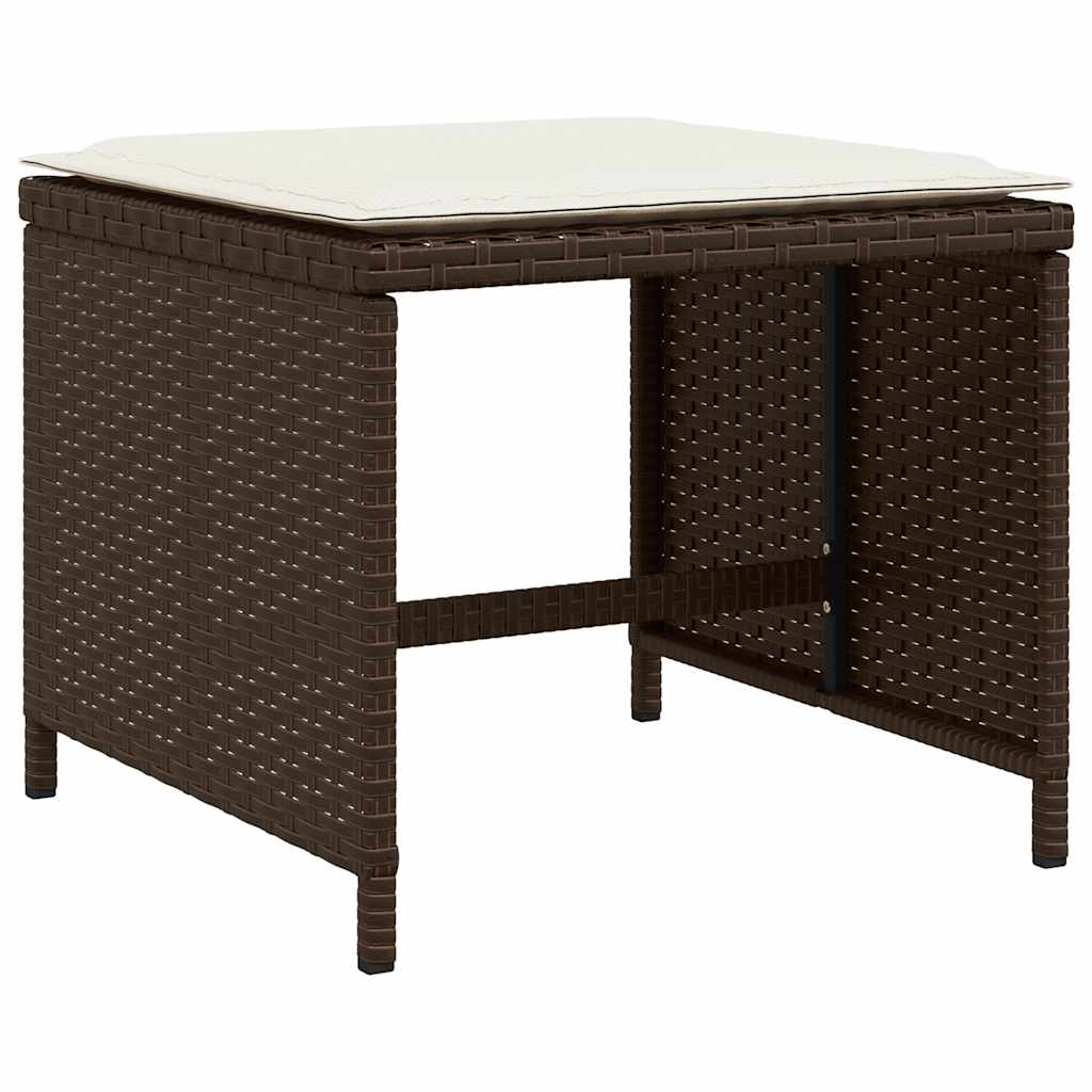 17 részes barna polyrattan kerti ülőgarnitúra párnákkal 6