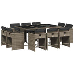 11 részes szürke polyrattan kerti ülőgarnitúra párnákkal 2