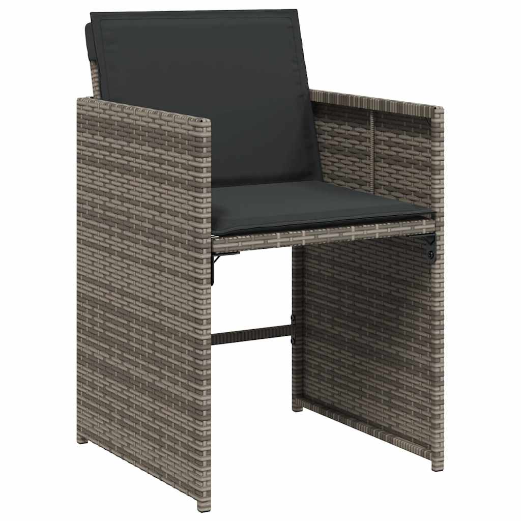 11 részes szürke polyrattan kerti ülőgarnitúra párnákkal 4