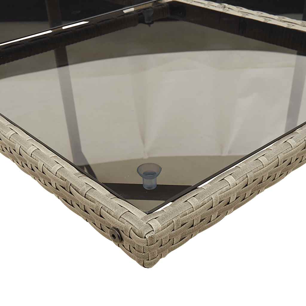 11 részes szürke polyrattan kerti ülőgarnitúra párnákkal 6