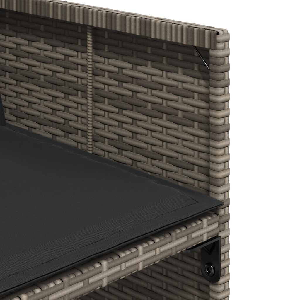 11 részes szürke polyrattan kerti ülőgarnitúra párnákkal 7
