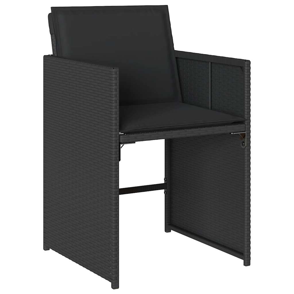 17 részes fekete polyrattan kerti étkezőgarnitúra párnákkal 4