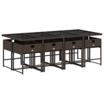 9 részes barna polyrattan kerti étkezőgarnitúra párnákkal 3