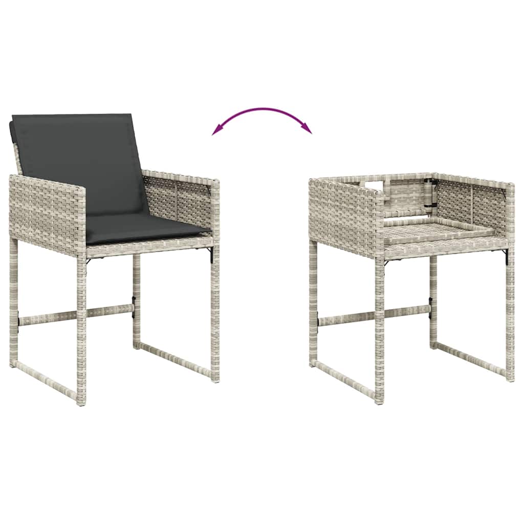 9részes világosszürke polyrattan kerti étkezőgarnitúra párnával 6