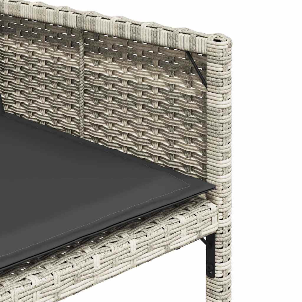 9részes világosszürke polyrattan kerti étkezőgarnitúra párnával 8