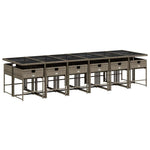 13 részes szürke polyrattan kerti ülőgarnitúra párnákkal 3