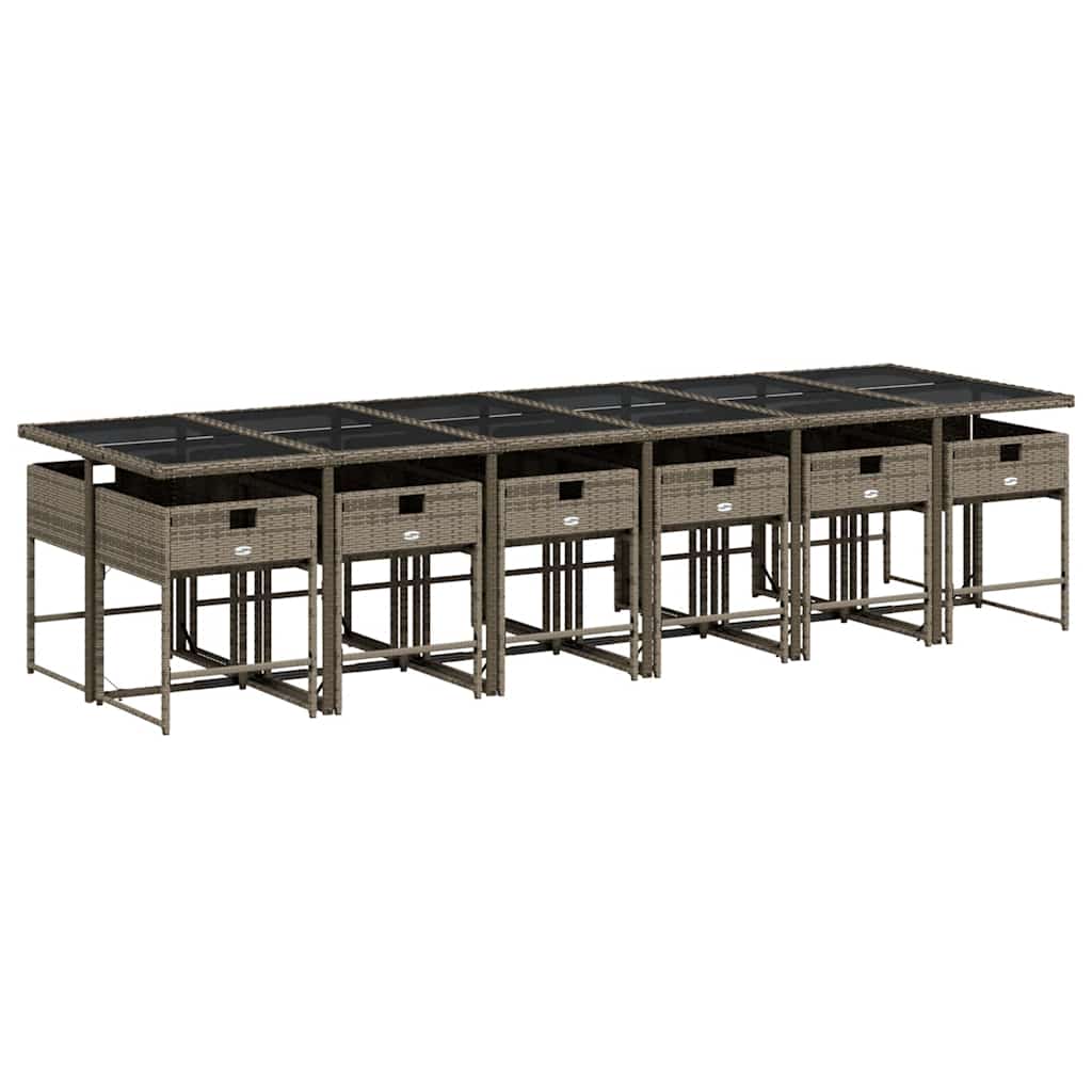 13 részes szürke polyrattan kerti ülőgarnitúra párnákkal 3