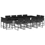 13 részes fekete polyrattan kerti ülőgarnitúra párnákkal 2