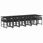 13 részes fekete polyrattan kerti ülőgarnitúra párnákkal 3