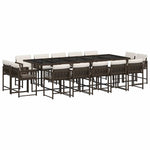 15 részes barna polyrattan kerti ülőgarnitúra párnákkal 2