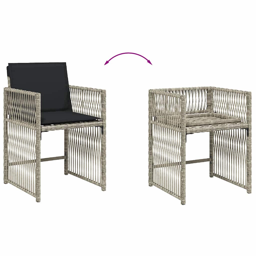 9részes világosszürke polyrattan kerti étkezőgarnitúra párnával 6