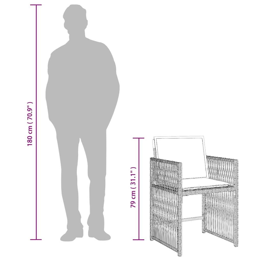 9részes világosszürke polyrattan kerti étkezőgarnitúra párnával 10