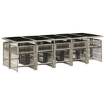 11 részes világosszürke polyrattan kerti ülőgarnitúra párnákkal 3