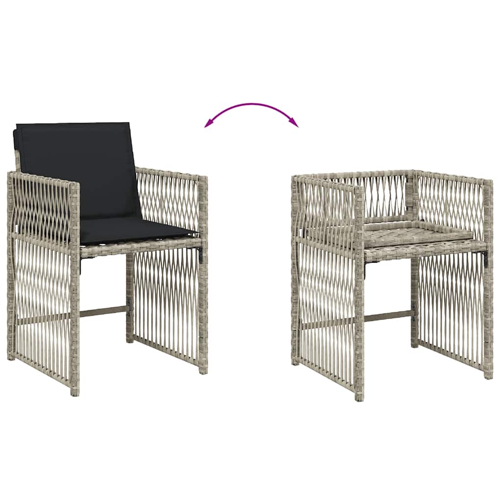 11 részes világosszürke polyrattan kerti ülőgarnitúra párnákkal 6