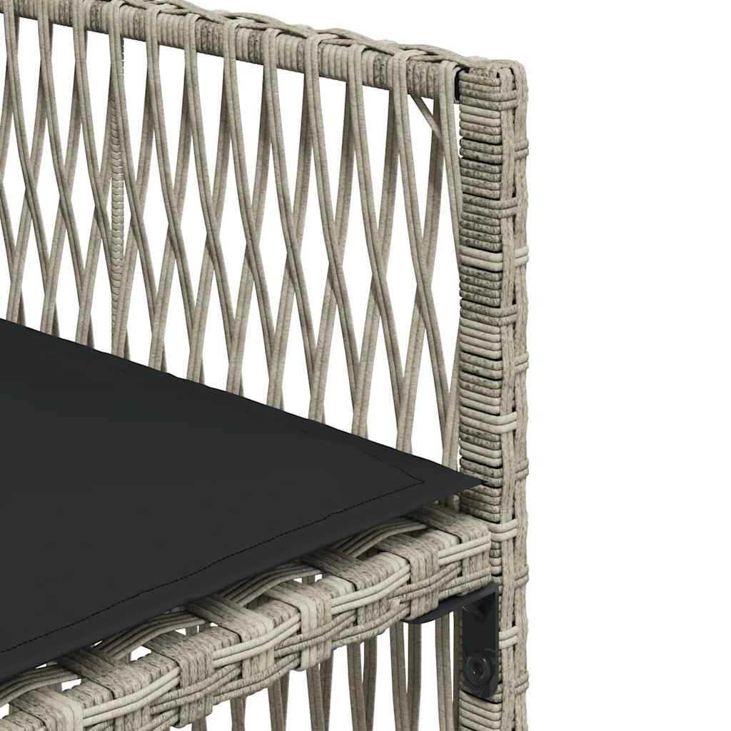 11 részes világosszürke polyrattan kerti ülőgarnitúra párnákkal 7
