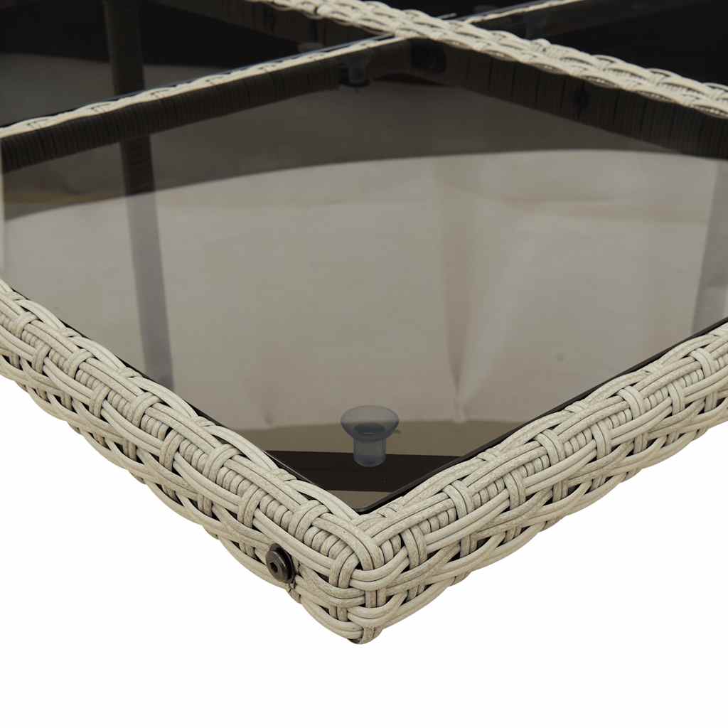 11 részes világosszürke polyrattan kerti ülőgarnitúra párnákkal 8