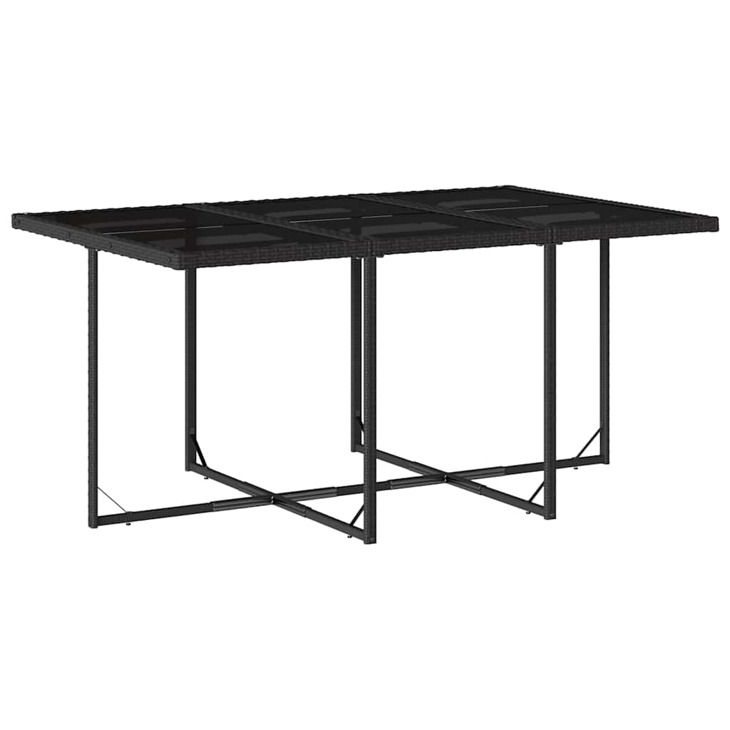 11 részes fekete polyrattan kerti étkezőgarnitúra párnákkal 3