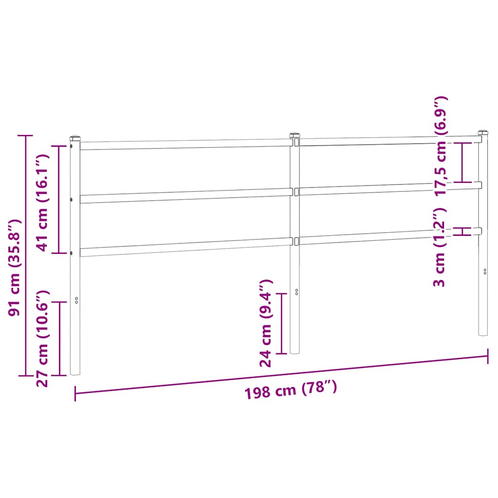Fekete fém csere fejtámla 193 cm 5
