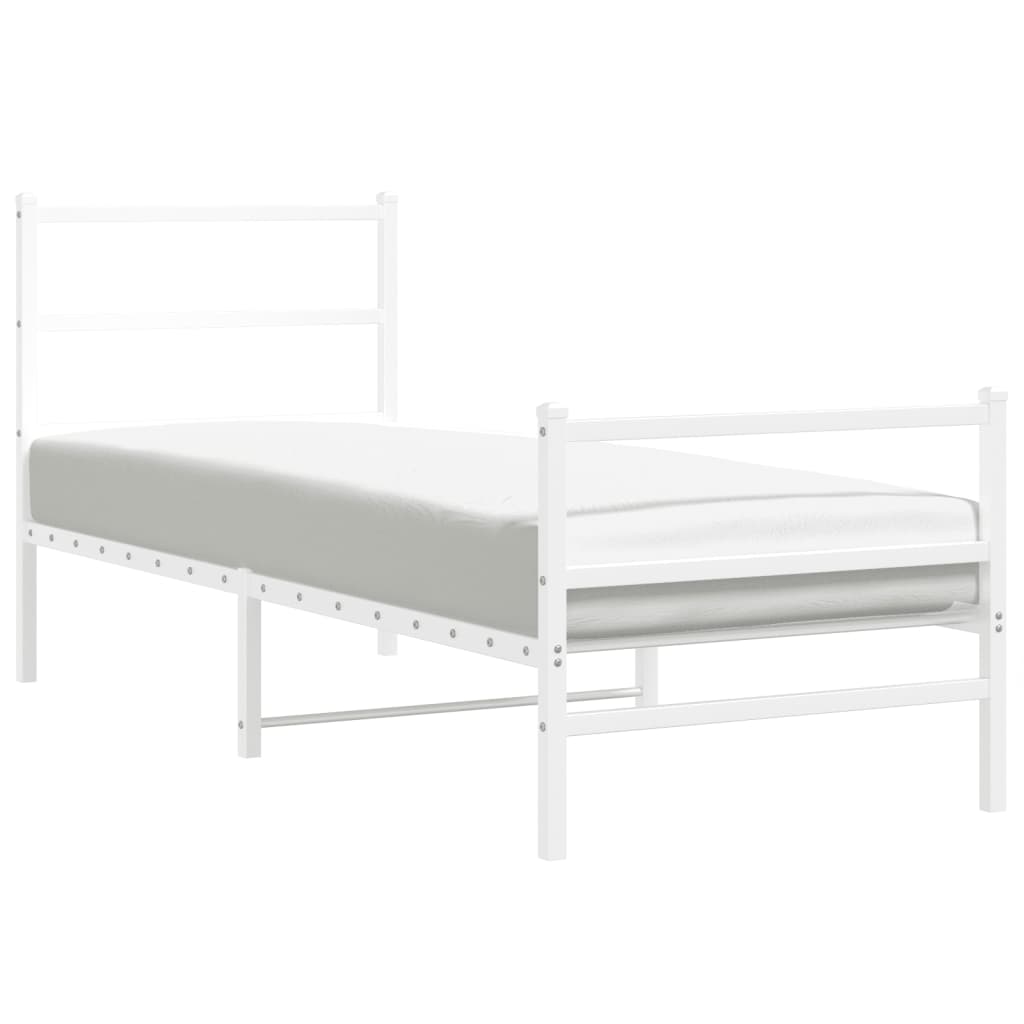 Fehér fém ágykeret fej- és lábtámlával 80 x 200 cm 2
