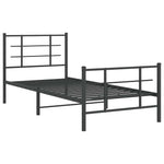 Fekete fém ágykeret fej- és lábtámlával 90 x 200 cm 3