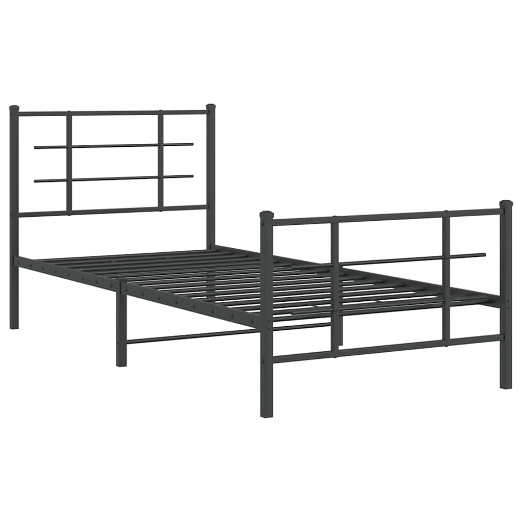 Fekete fém ágykeret fej- és lábtámlával 90 x 200 cm 3