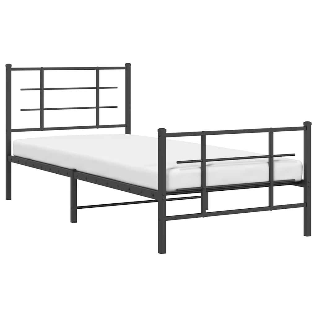 Fekete fém ágykeret fej- és lábtámlával 90 x 200 cm 4