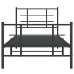 Fekete fém ágykeret fej- és lábtámlával 90 x 200 cm 5