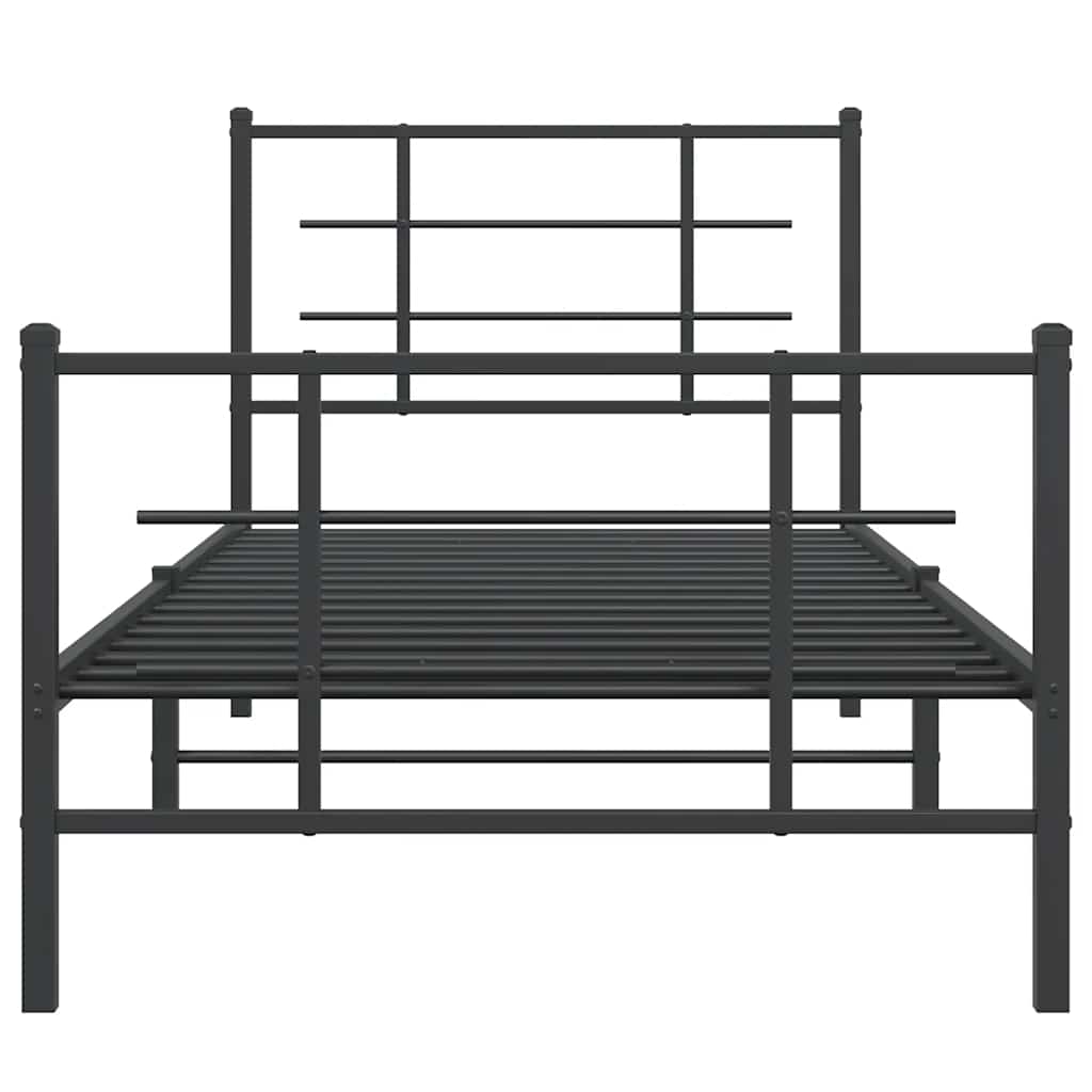 Fekete fém ágykeret fej- és lábtámlával 90 x 200 cm 5
