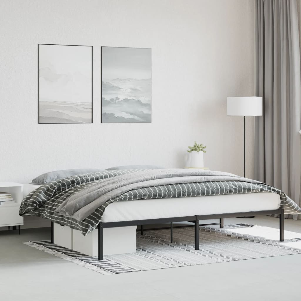 Fekete fém ágykeret 200 x 200 cm