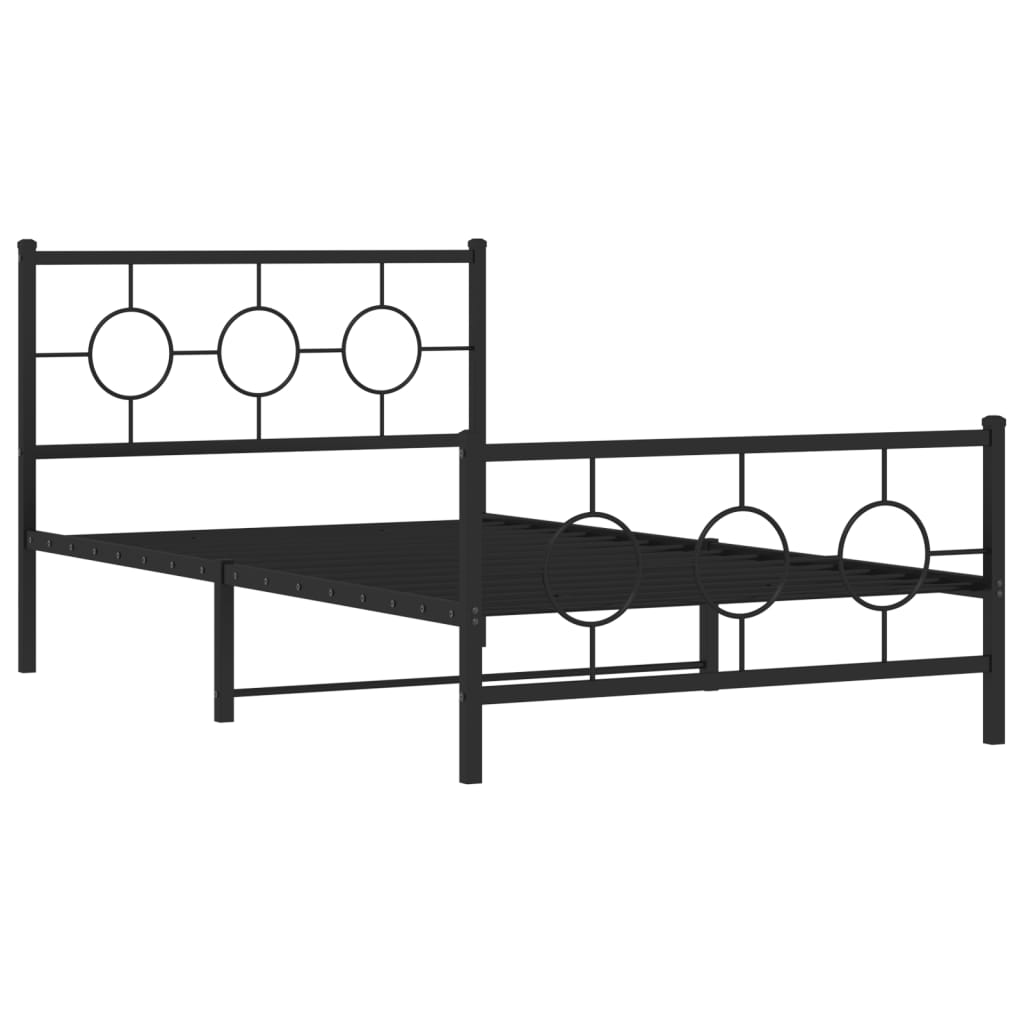 Fekete fém ágykeret fej- és lábtámlával 107 x 203 cm 3