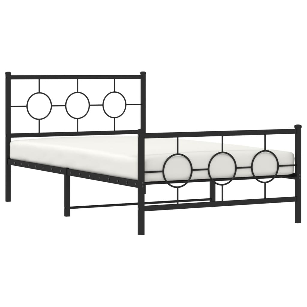 Fekete fém ágykeret fej- és lábtámlával 107 x 203 cm 4