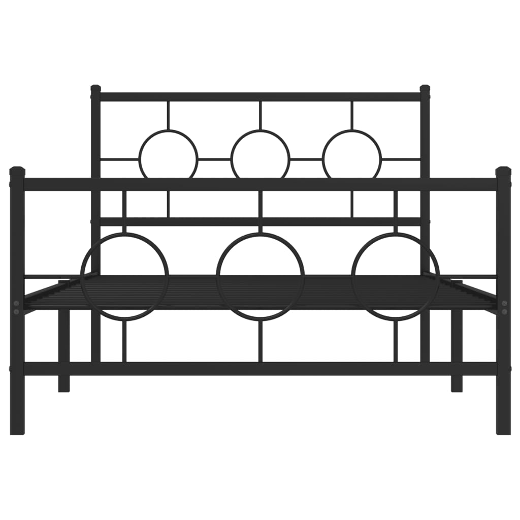 Fekete fém ágykeret fej- és lábtámlával 107 x 203 cm 5