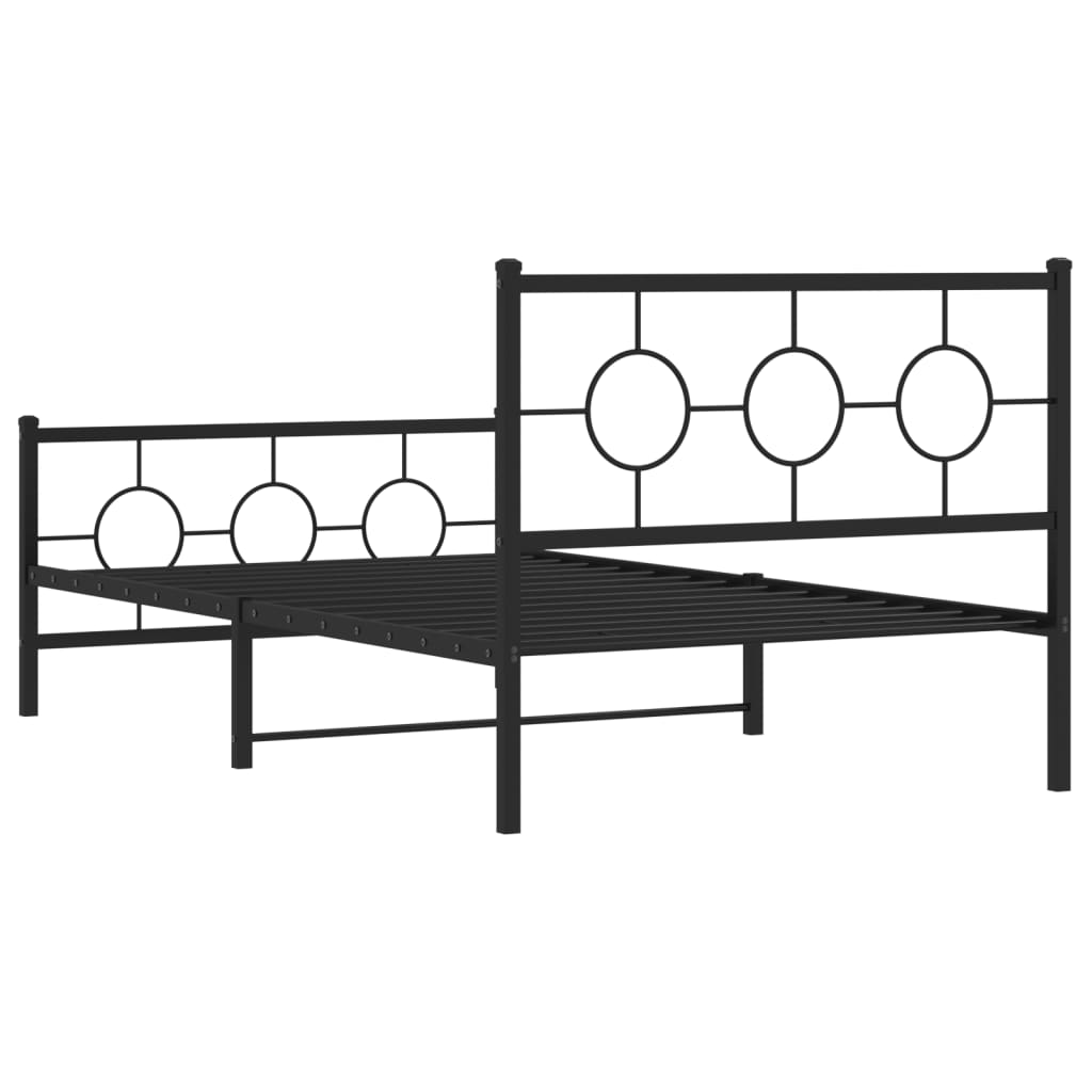 Fekete fém ágykeret fej- és lábtámlával 107 x 203 cm 7
