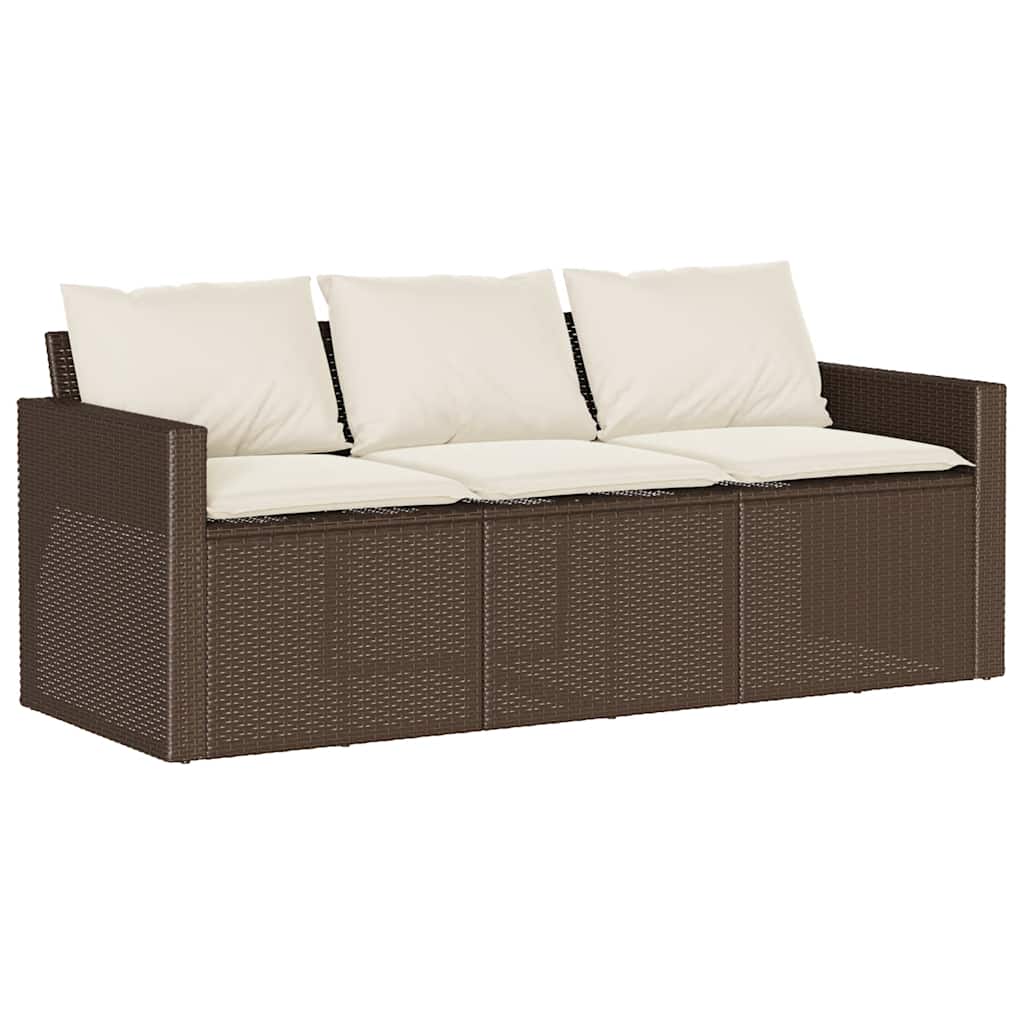 2 részes barna polyrattan kerti étkezőgarnitúra párnákkal 4