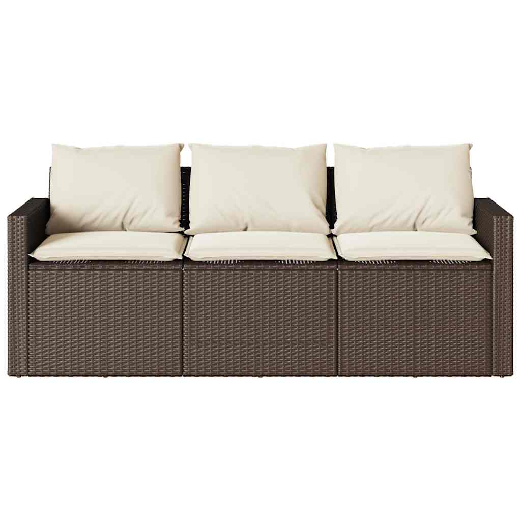 2 részes barna polyrattan kerti étkezőgarnitúra párnákkal 6