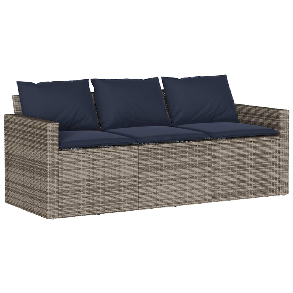 2 részes szürke polyrattan kerti étkezőgarnitúra párnákkal 4