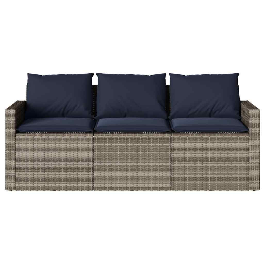 2 részes szürke polyrattan kerti étkezőgarnitúra párnákkal 6