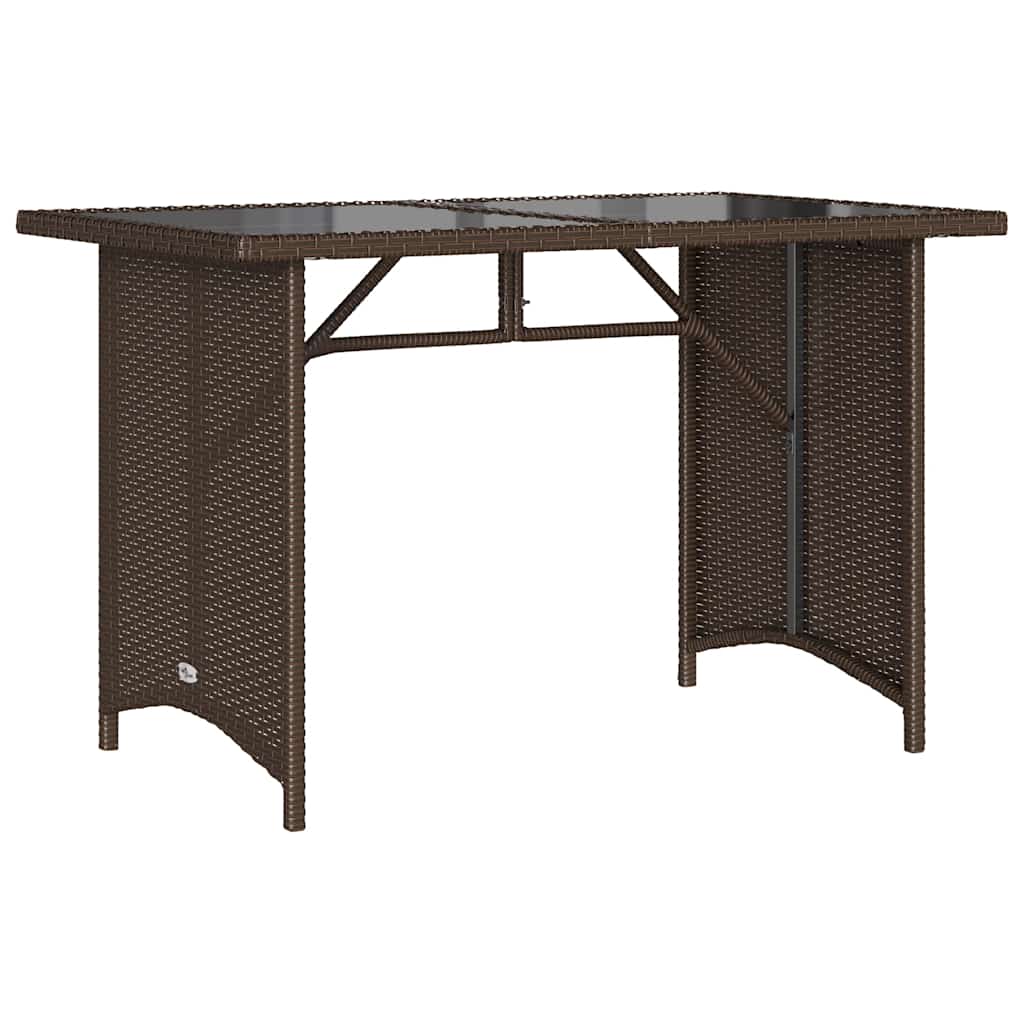 Barna polyrattan üveglapos kerti asztal 110x68x70 cm 2