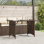 Barna polyrattan üveglapos kerti asztal 110x68x70 cm 3