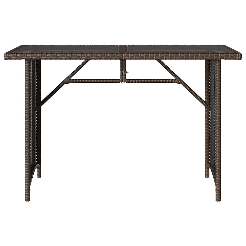 Barna polyrattan üveglapos kerti asztal 110x68x70 cm 4