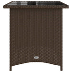 Barna polyrattan üveglapos kerti asztal 110x68x70 cm 5