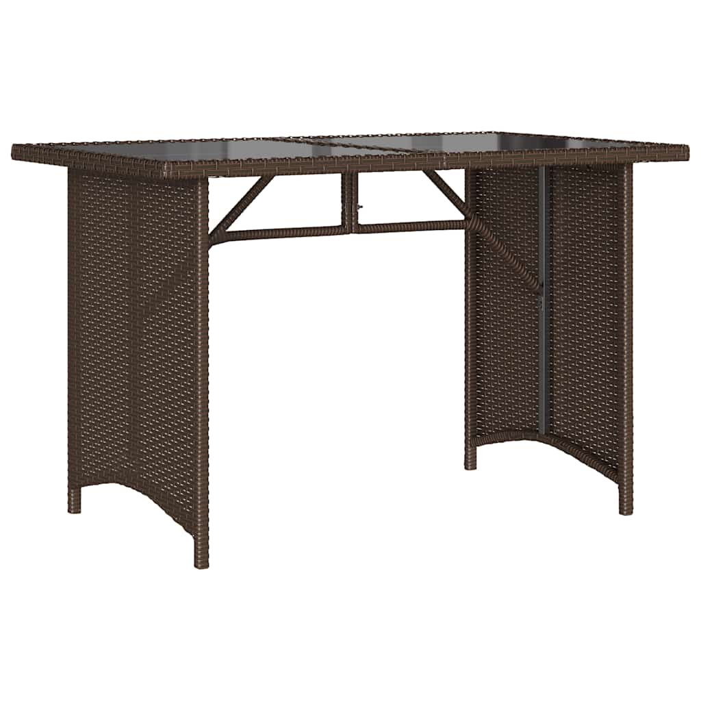 Barna polyrattan üveglapos kerti asztal 110x68x70 cm 6