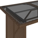Barna polyrattan üveglapos kerti asztal 110x68x70 cm 8