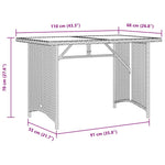 Barna polyrattan üveglapos kerti asztal 110x68x70 cm 9