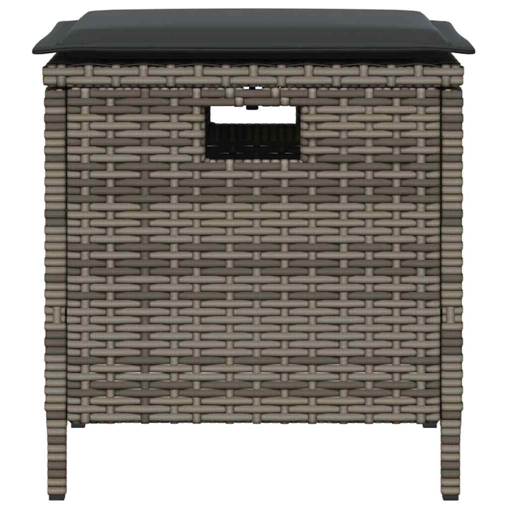 5 db szürke polyrattan kerti étkezőgarnitúra párnákkal 3