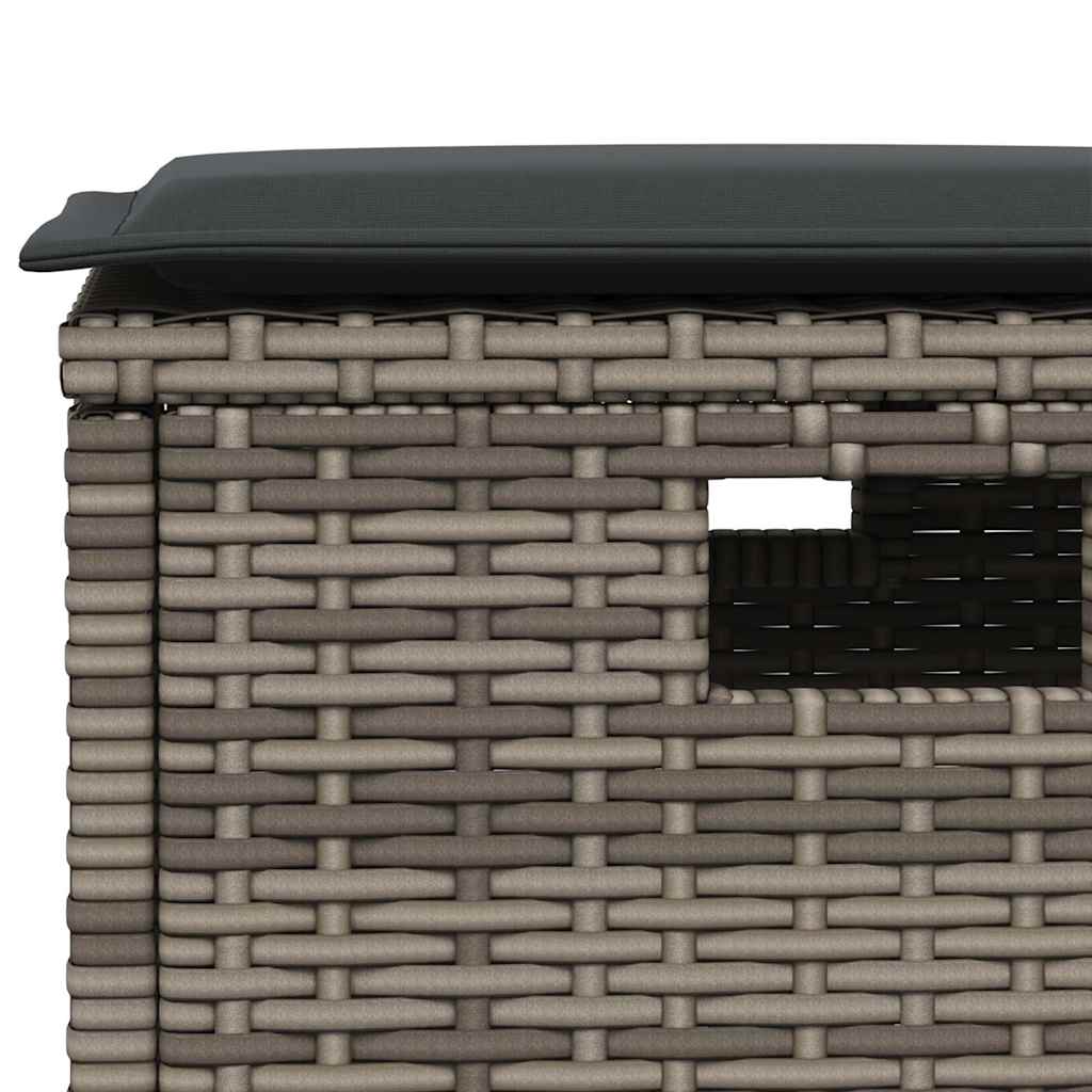 5 db szürke polyrattan kerti étkezőgarnitúra párnákkal 5